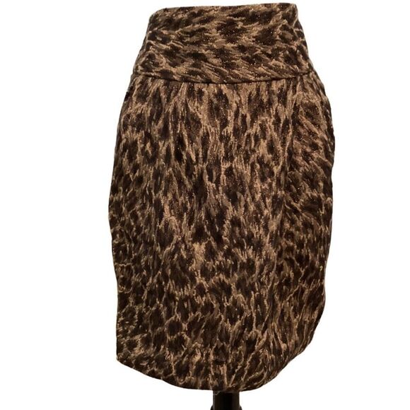 Adrienne Vittadini Studio Leopard Metallic Lined Skirt 6 - Picture 2 of 8